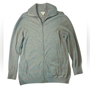 L.L. Bean Gray Cotton Cashmere Blend Zip-Up Dad Sweater Cardigan Men’s Size L